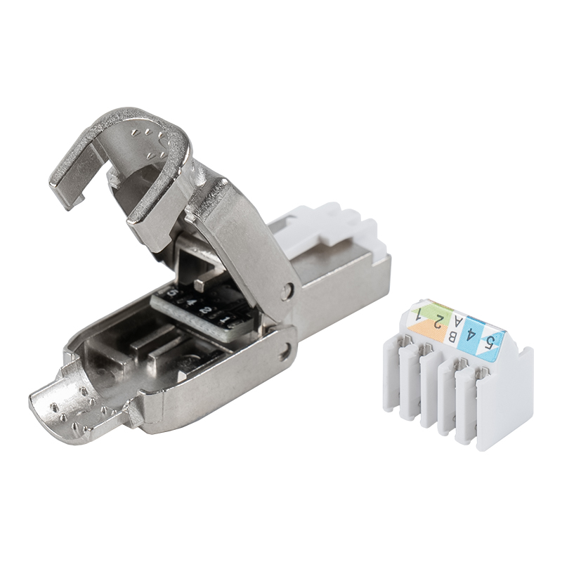 Cat6A Korumalı Aşağı Açılan Tip Aletsiz RJ45 Konektörü RJ-602S-1-C6A Cat6A Korumalı Aşağı Açılan Tip Aletsiz RJ45 Konektörü RJ-602S-1-C6A