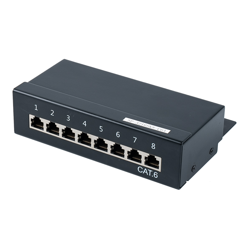 Kategori 6 1U korumalı 8 bağlantı noktalı bağlantı paneli SP-3216SK8-C6