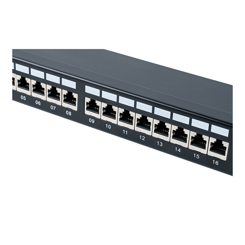 Kategori 6 19 inç 1U korumalı 24 bağlantı noktalı bağlantı paneli SP-3217SK24-C6A Kategori 6 19 inç 1U korumalı 24 bağlantı noktalı bağlantı paneli SP-3217SK24-C6A