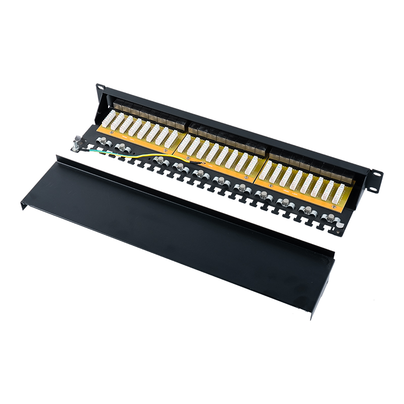 Kategori 6 19 inç 1U korumalı 24 bağlantı noktalı bağlantı paneli SP-3217SK24-C6A Kategori 6 19 inç 1U korumalı 24 bağlantı noktalı bağlantı paneli SP-3217SK24-C6A