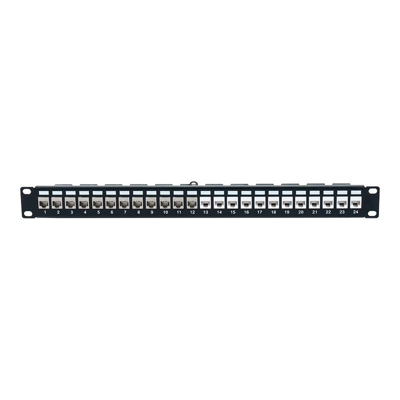 19 inç 1U 24 bağlantı noktalı korumalı bağlantı paneli (C6A modülüyle) SP-3246S-24P