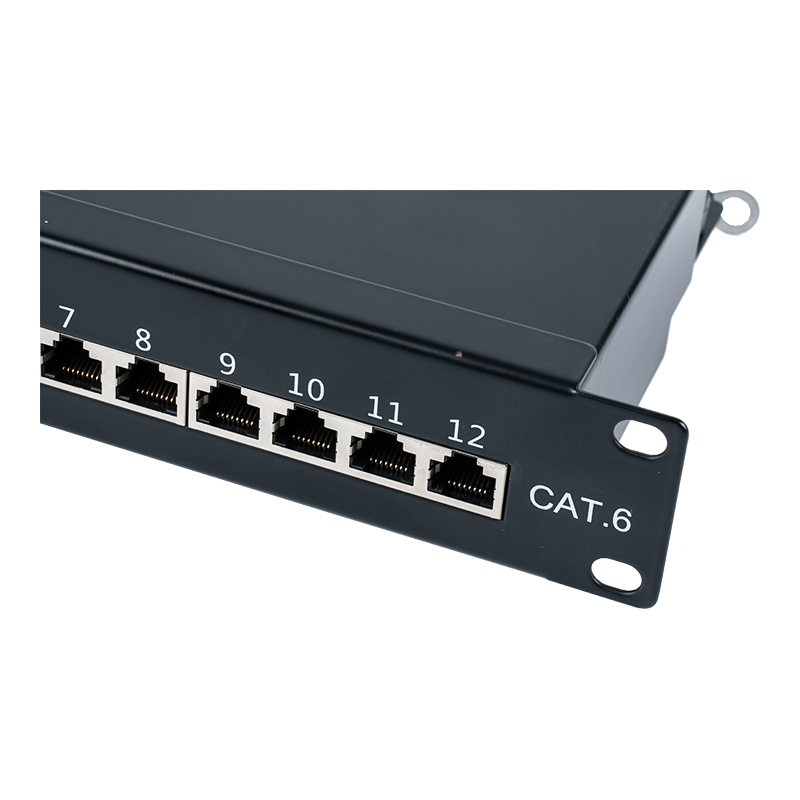 Kategori 6 10 inç 1U korumalı 12 bağlantı noktalı bağlantı paneli SP-3250SK12-C6 Kategori 6 10 inç 1U korumalı 12 bağlantı noktalı bağlantı paneli SP-3250SK12-C6