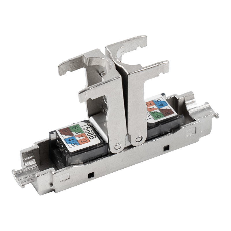 Cat6A Korumalı Aşağı Açılan Tip Aletsiz Konnektör (Tek açıklık) RJ-604S-1-C6A Cat6A Korumalı Aşağı Açılan Tip Aletsiz Konnektör (Tek açıklık) RJ-604S-1-C6A