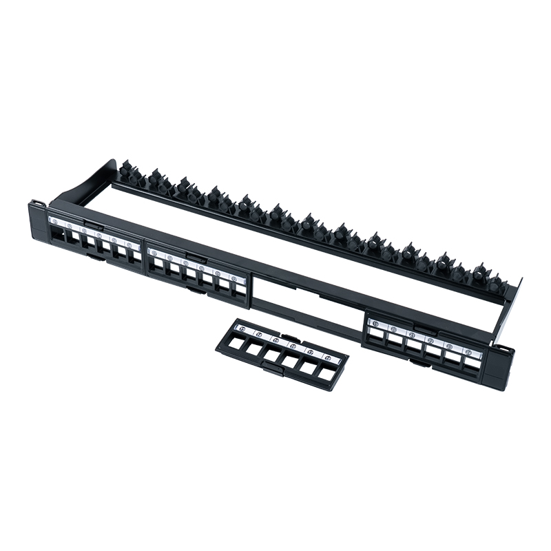 19 inç 1U 24 bağlantı noktalı korumasız raf montajı (çıkarılabilir pencere) SP-3404-24P